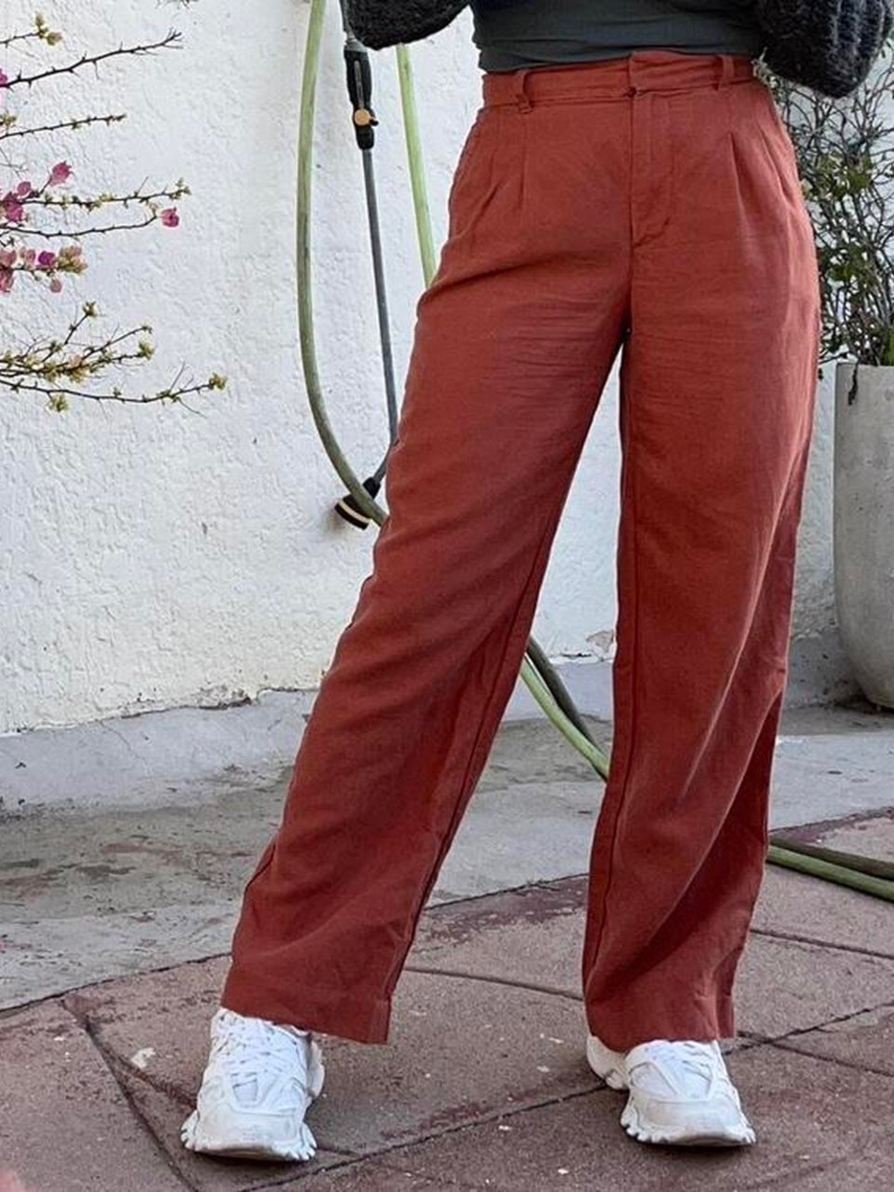 Wilfred Aritzia Effortless linen high rise tailored pants Moroccan Spice size 6
